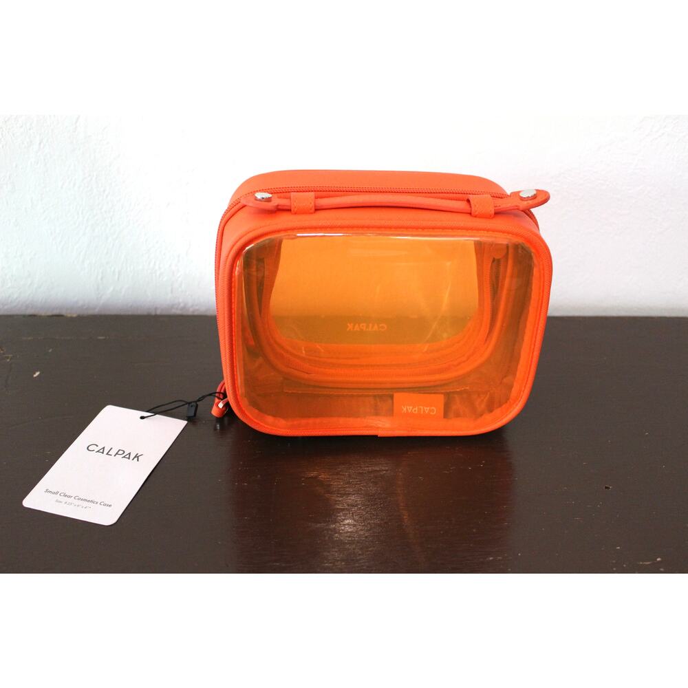 Calpak Small Clear Cosmetics Case in Papaya - Picture 3 of 5